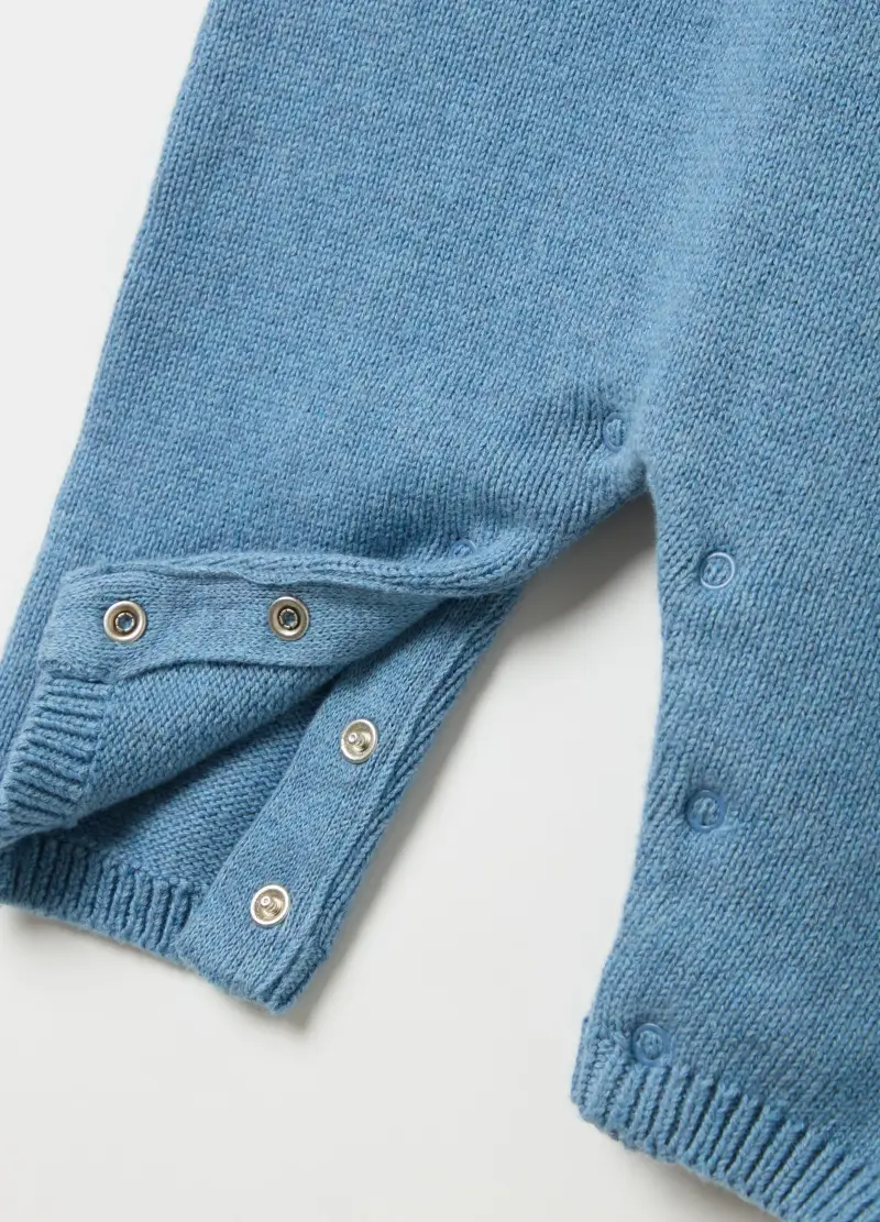 Tutina In Maglia Con Disegno Jacquard E Ricamo, Neonato, Azzurro miniatura 3