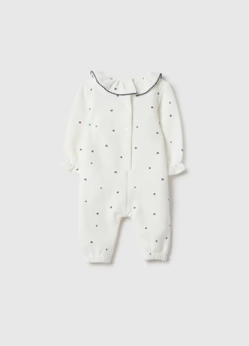 Tutina In Misto Cotone Bianca Da Neonata Regular Fit Con Collo A Volant, Bianco miniatura 2