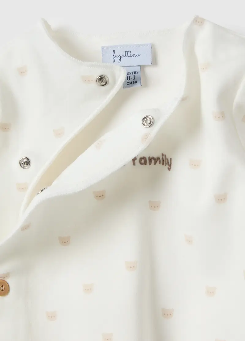 Tutina In Puro Cotone Bianca Da Neonata Con Maniche Lunghe, Unisex, Bianco miniatura 3