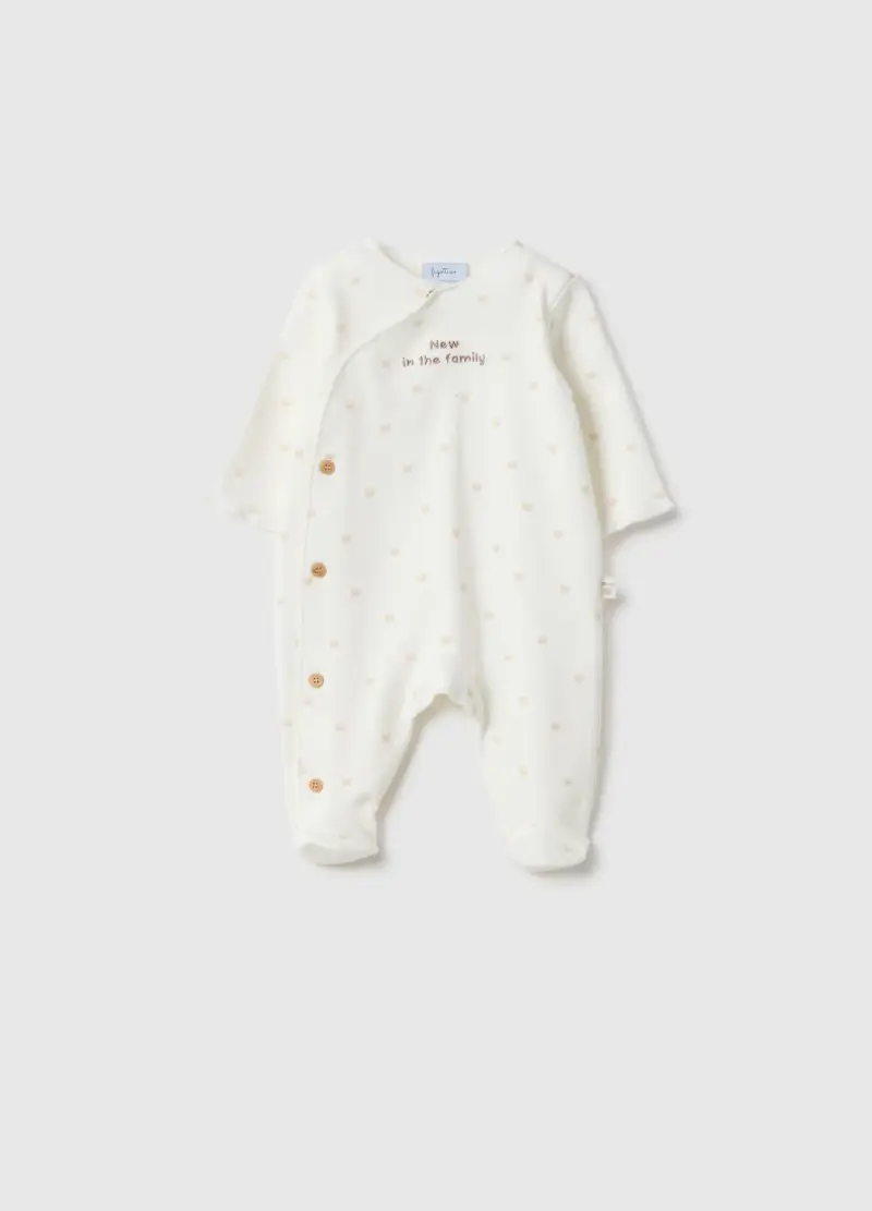 Tutina In Puro Cotone Bianca Da Neonata Con Maniche Lunghe, Unisex, Bianco