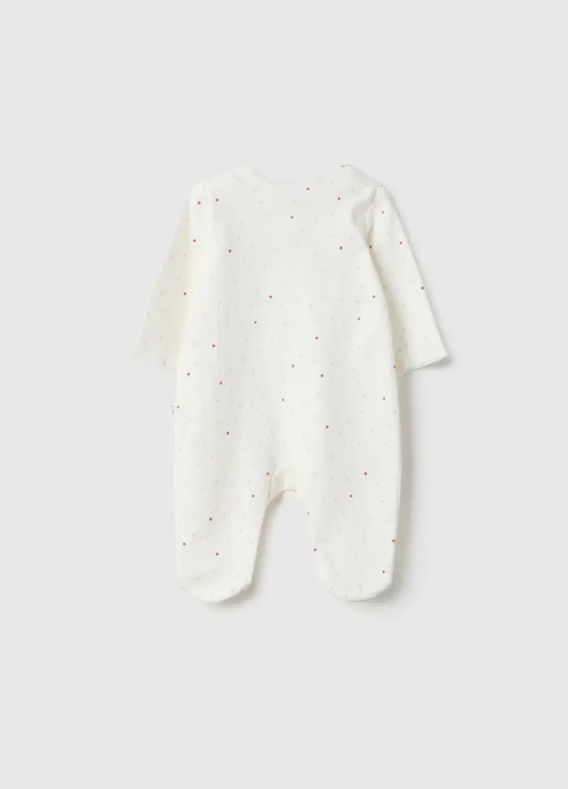 Tutina In Puro Cotone Bianca Da Neonata Regular Fit Con Pois, Bianco miniatura 2