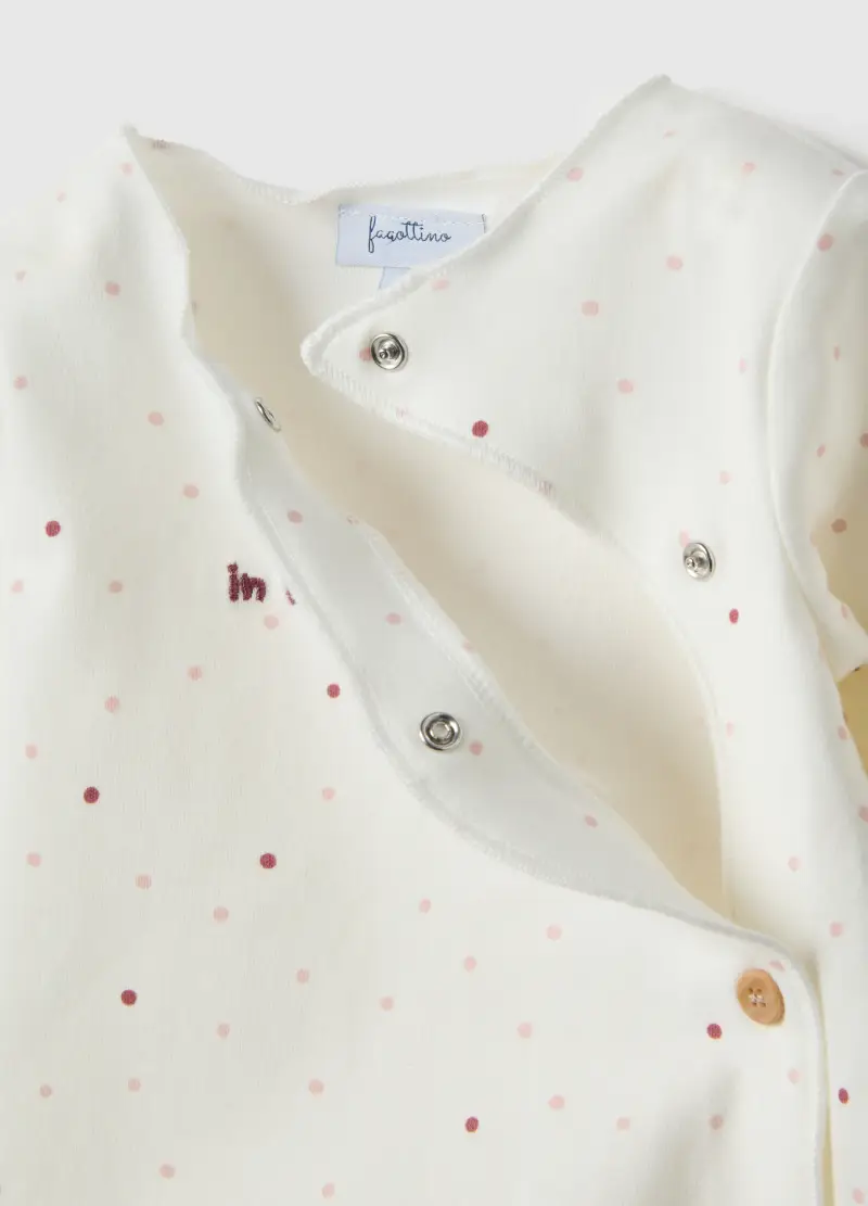 Tutina In Puro Cotone Bianca Da Neonata Regular Fit Con Pois, Bianco miniatura 3