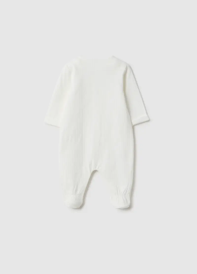 Tutina In Puro Cotone Bianca Da Neonato Con Piedini Integrati, Unisex, Bianco miniatura 2