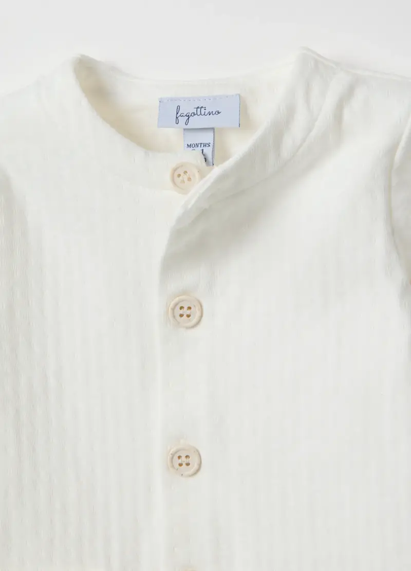 Tutina In Puro Cotone Bianca Da Neonato Con Piedini Integrati, Unisex, Bianco miniatura 3