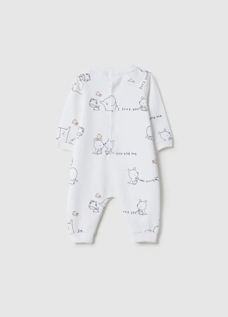 Tutina In Puro Cotone Bianca Da Neonato Con Stampe, Unisex, Bianco miniatura 2