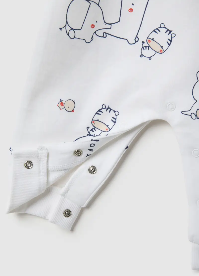 Tutina In Puro Cotone Bianca Da Neonato Con Stampe, Unisex, Bianco miniatura 3