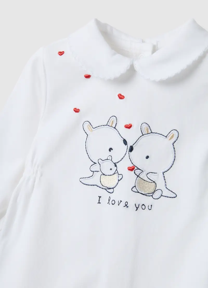 Fagottino Tutina Bianco in Puro Cotone per Neonata con Ricami e miniatura 3