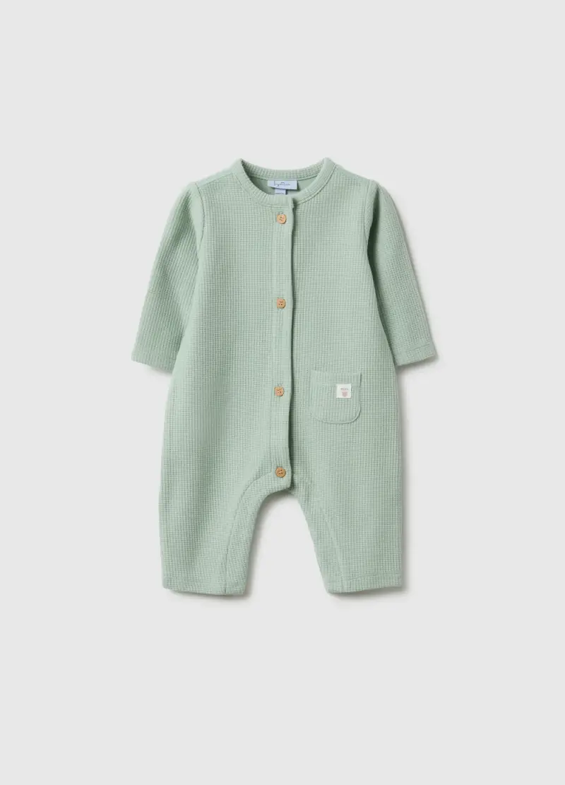 Tutina In Puro Cotone Verde Per Neonati Con Bottoni, Unisex, Verde