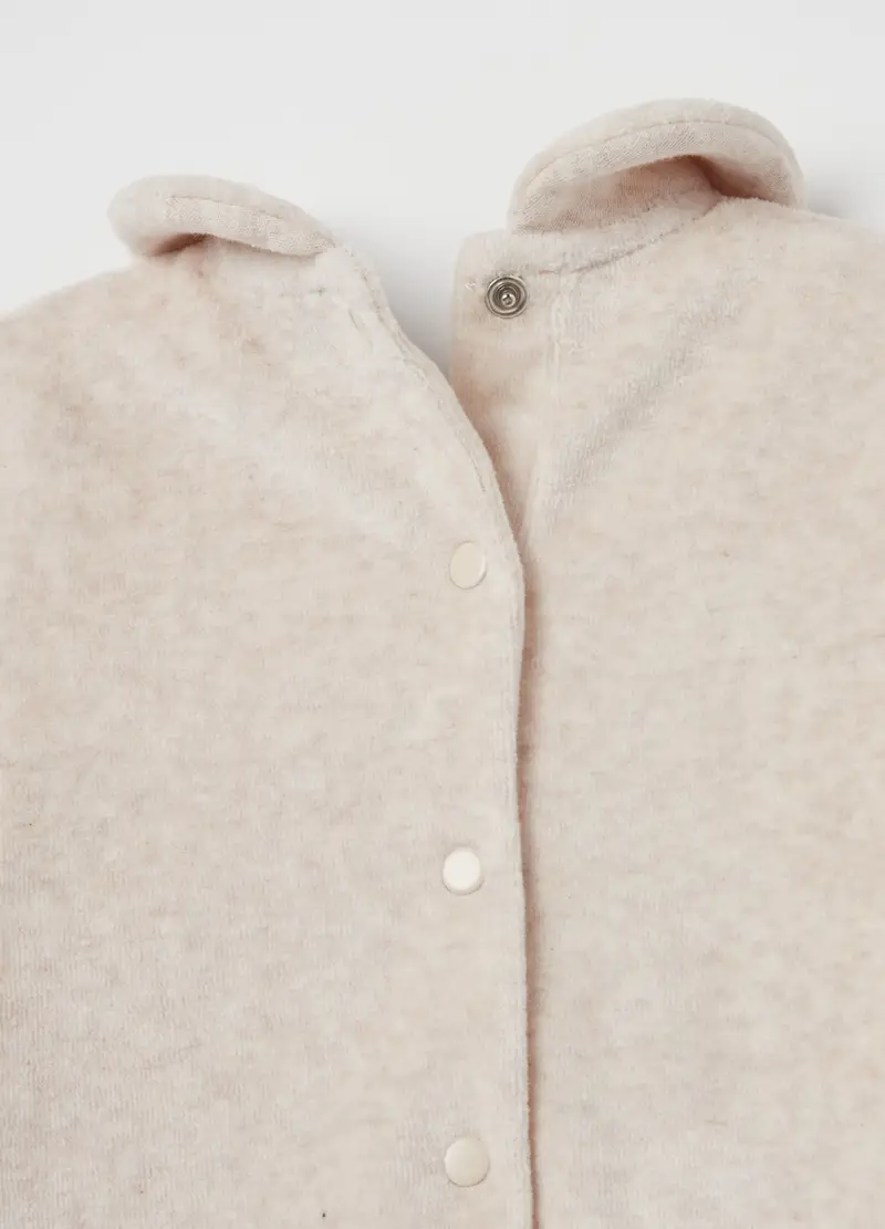 Tutina In Velour Con Piedini Ricamo Cip & Ciop, Neonata, Beige miniatura 3