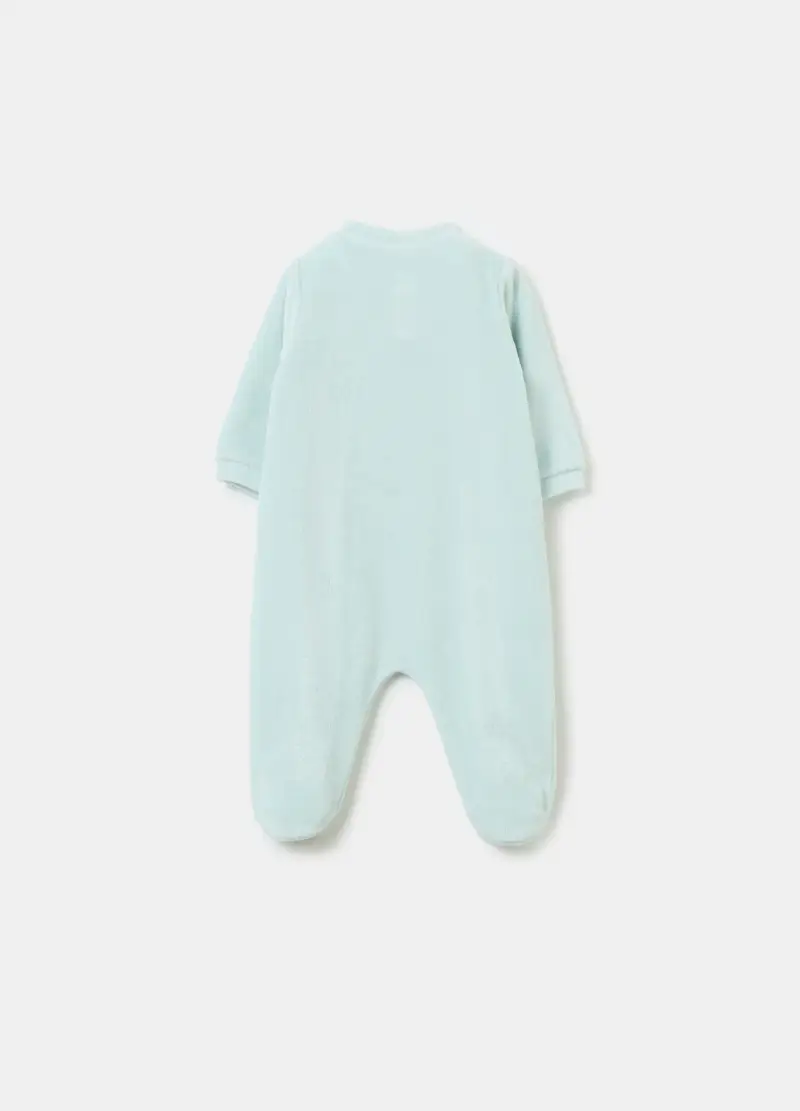 Tutina In Velour Ricamo Winnie The Pooh, Unisex, Azzurro miniatura 2