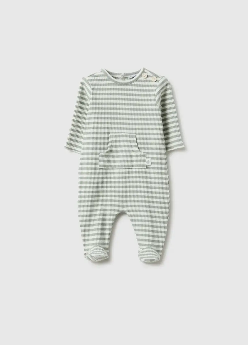 Tutina Lunga In Misto Cotone Da Neonato A Righe Multicolor Regular Fit, Unisex, Multicolor