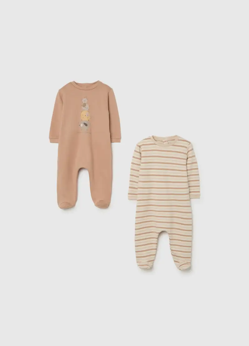 Tutina Marrone In Cotone Per Neonato, Unisex, Beige