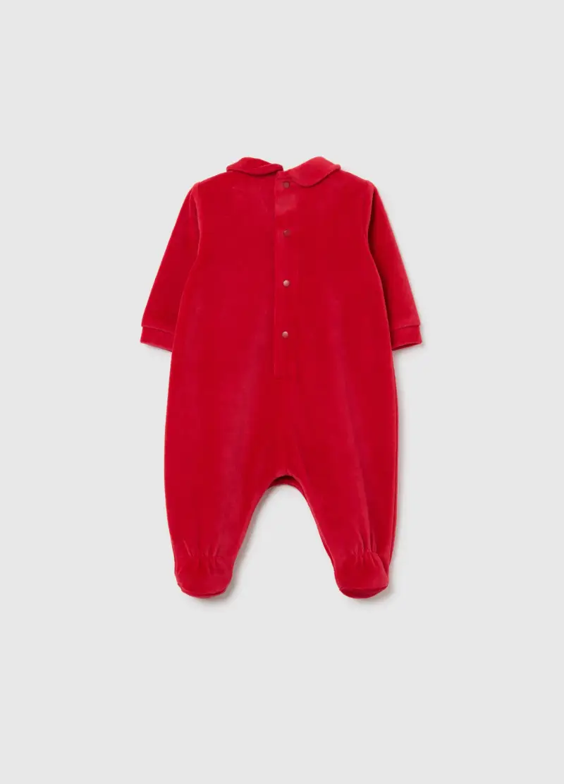 Tutina Natalizia Da Neonato In Misto Cotone Rossa A Maniche Lunghe, Unisex, Rosso miniatura 2