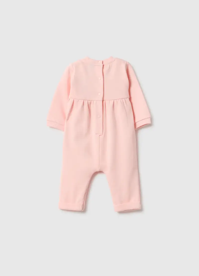 Tutina Rosa Da Neonata In Puro Cotone Con Dettagli Ricamati, Rosa miniatura 2