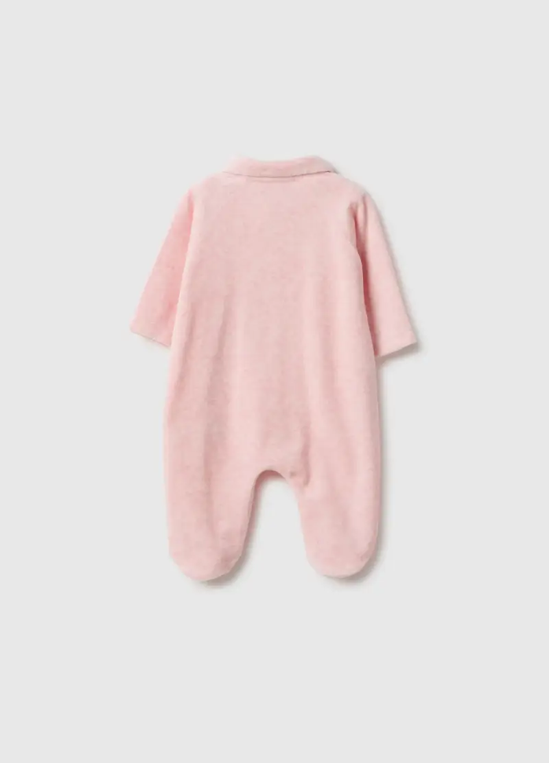 Tutina Rosa Da Neonato In Misto Cotone Con Chiusura A Snap E Ricami, Rosa miniatura 2