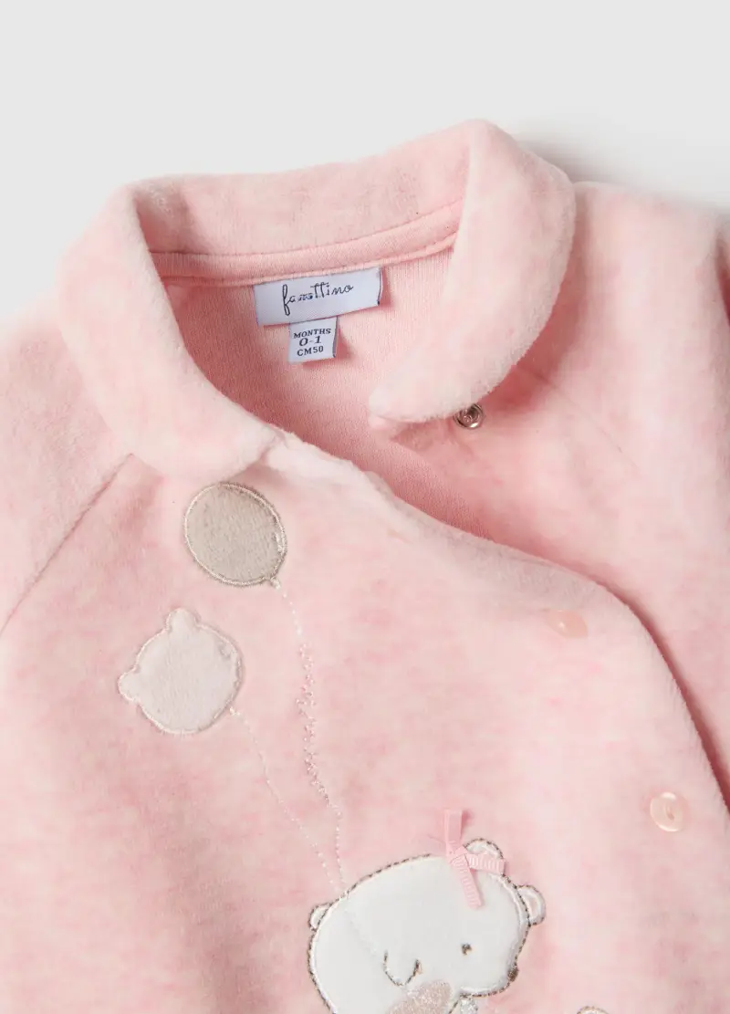 Tutina Rosa Da Neonato In Misto Cotone Con Chiusura A Snap E Ricami, Rosa miniatura 3