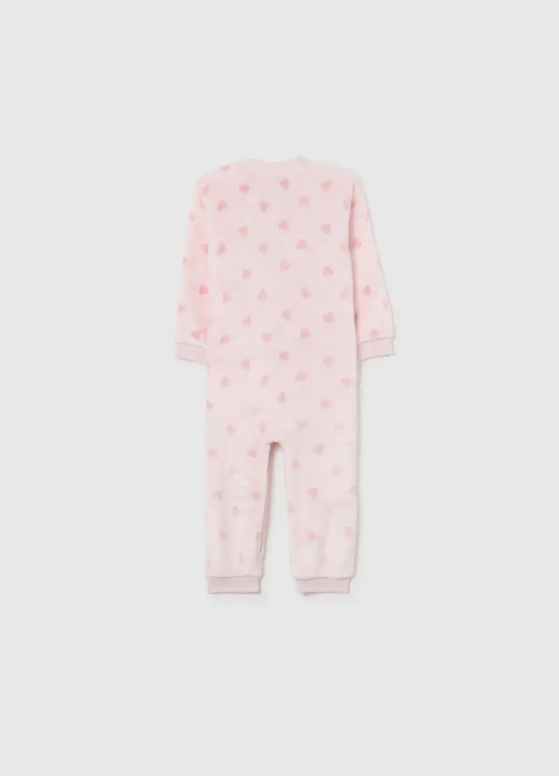 Tutina Rosa In Fleece Con Cuori, Bambina, Beige miniatura 2
