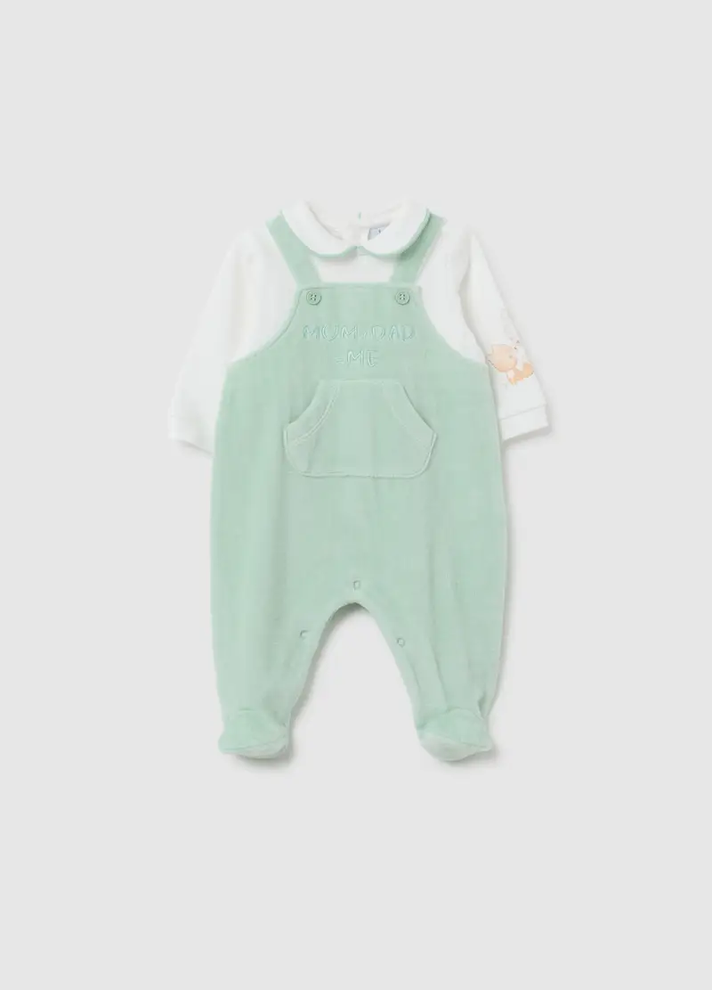 Tutina Verde Per Neonato In Misto Cotone, Verde