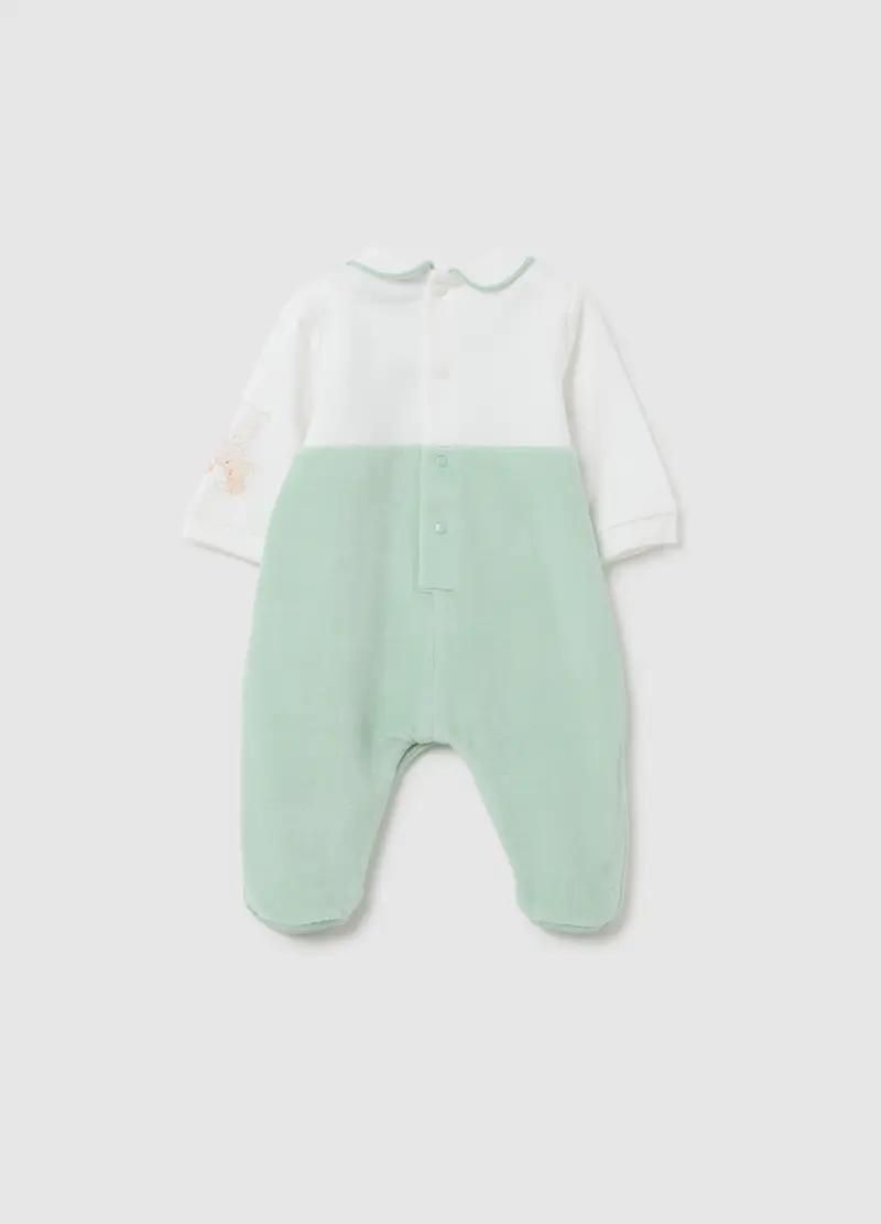 Tutina Verde Per Neonato In Misto Cotone, Verde miniatura 2