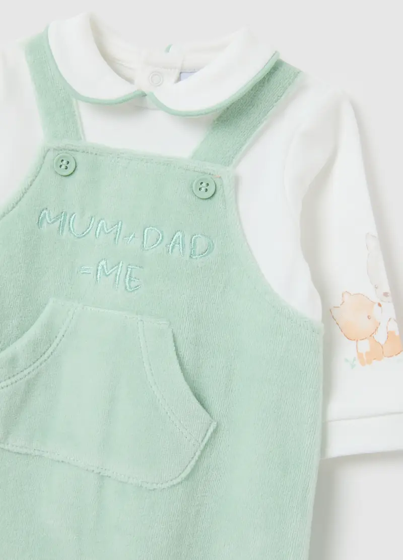 Tutina Verde Per Neonato In Misto Cotone, Verde miniatura 3