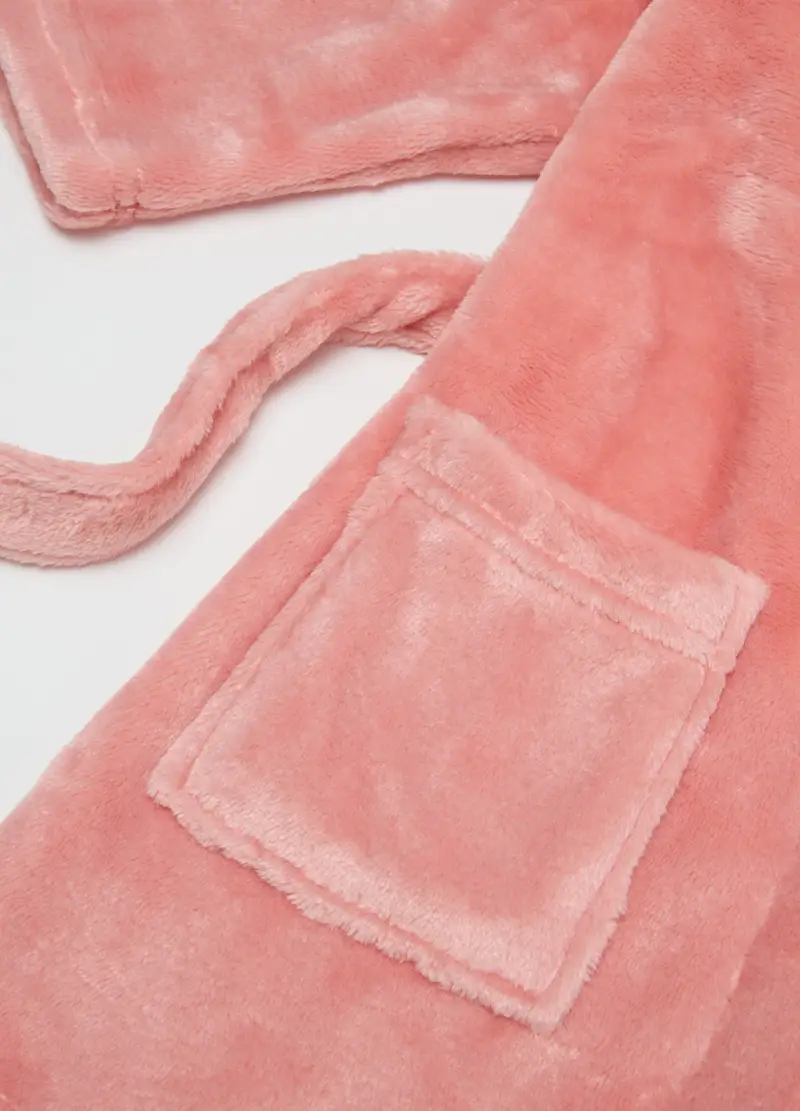 Vestaglia Rosa In Pelliccia Con Cappuccio E Orecchie, Bambina, Rosa miniatura 3