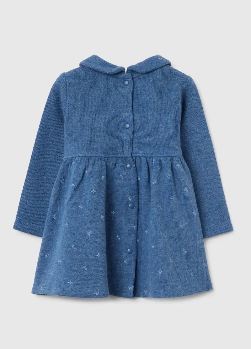 Vestito Blu Da Neonata In Puro Cotone Regular Fit Con Collo Girotondo, Blu miniatura 2