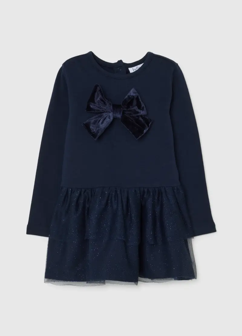 Vestito Da Bimba In Cotone Blu Elasticizzato Regular Fit, Bambina, Blu