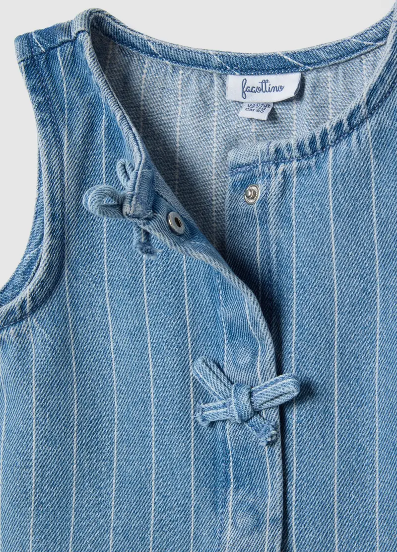 Vestito In Denim Blu Regular Fit In Misto Cotone Per Bimba, Bambina, Denim miniatura 3
