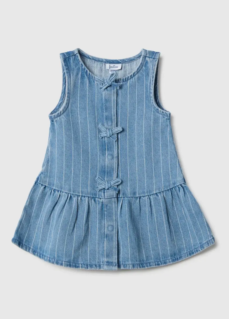 Vestito In Denim Blu Regular Fit In Misto Cotone Per Bimba, Bambina, Denim