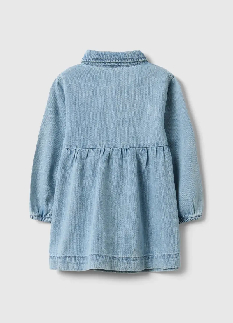 Vestito In Misto Cotone Azzurro Da Bimba Regular Fit Con Colletto, Bambina, Denim miniatura 2