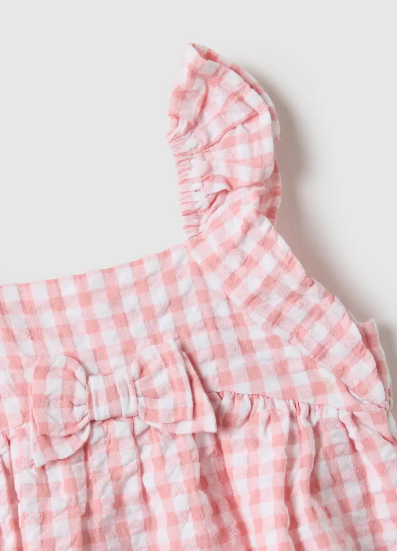 Vestito In Puro Cotone A Quadri Multicolor Da Neonata Regular Fit, Multicolor miniatura 3