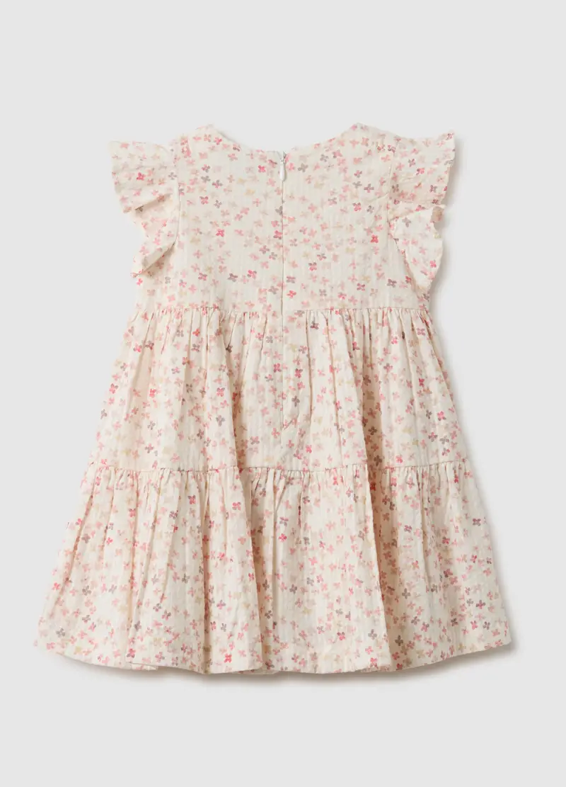 Vestito In Puro Cotone Multicolor Da Bimba Regular Fit Con Fiori, Bambina, Multicolor miniatura 2