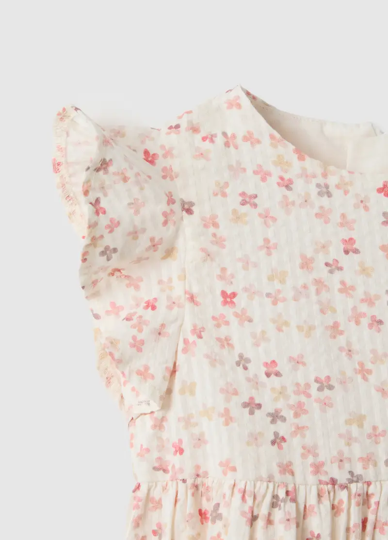 Vestito In Puro Cotone Multicolor Da Bimba Regular Fit Con Fiori, Bambina, Multicolor miniatura 3