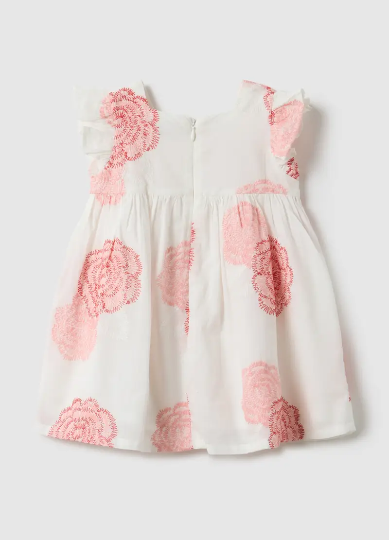 Vestito In Puro Cotone Multicolor Da Bimba Regular Fit Con Fiori, Bambina, Multicolor miniatura 2