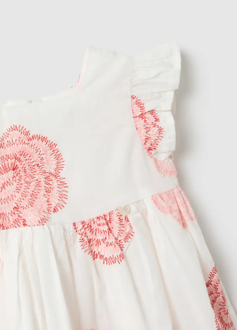 Vestito In Puro Cotone Multicolor Da Bimba Regular Fit Con Fiori, Bambina, Multicolor miniatura 3