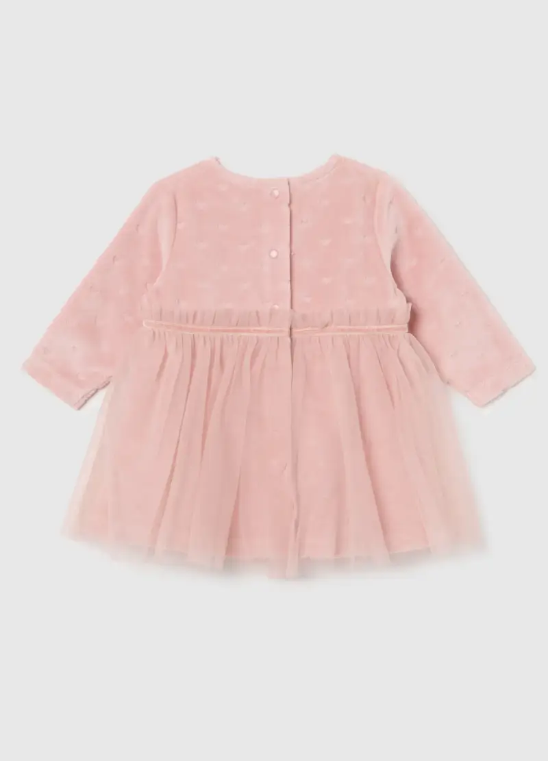 Vestito Rosa Da Neonata In Misto Cotone Regular Fit Con Cuoricini, Rosa miniatura 2
