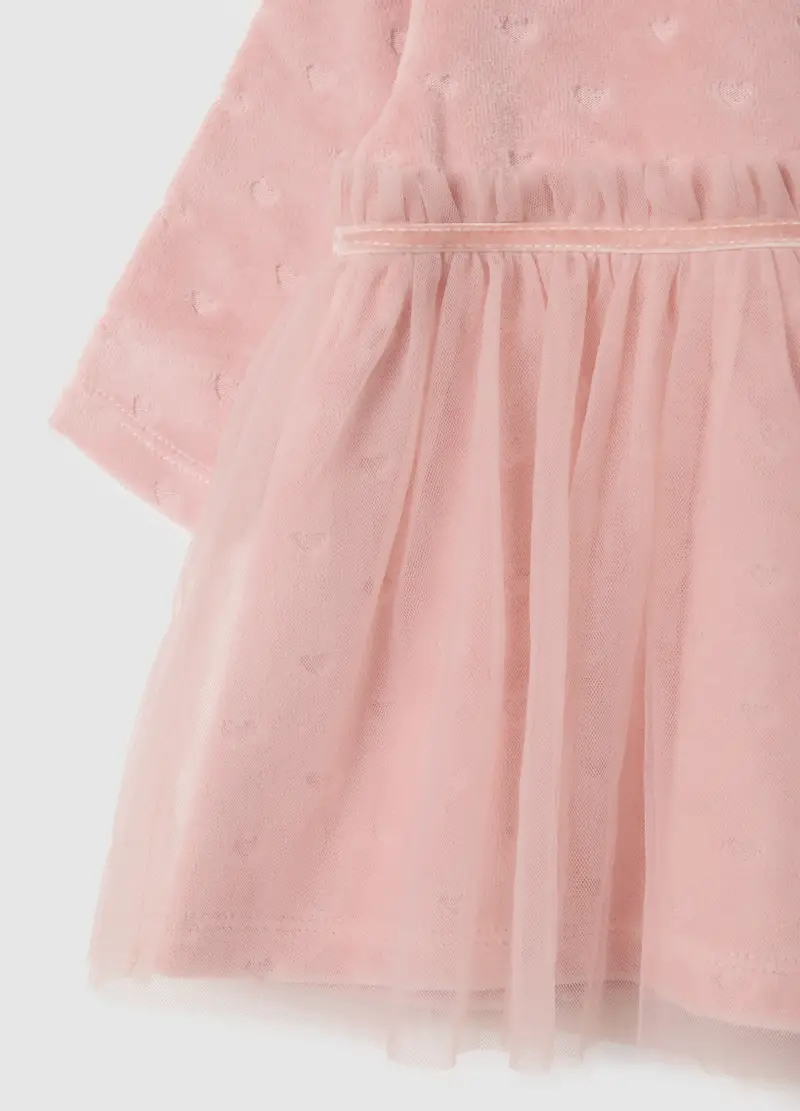 Vestito Rosa Da Neonata In Misto Cotone Regular Fit Con Cuoricini, Rosa miniatura 3