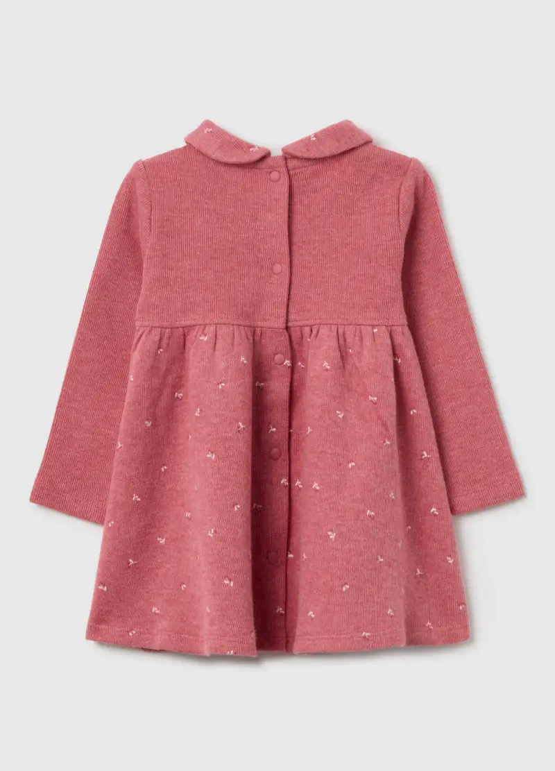 Vestito Rosa Da Neonata In Puro Cotone Regular Fit Con Collo Girotondo, Rosa miniatura 2