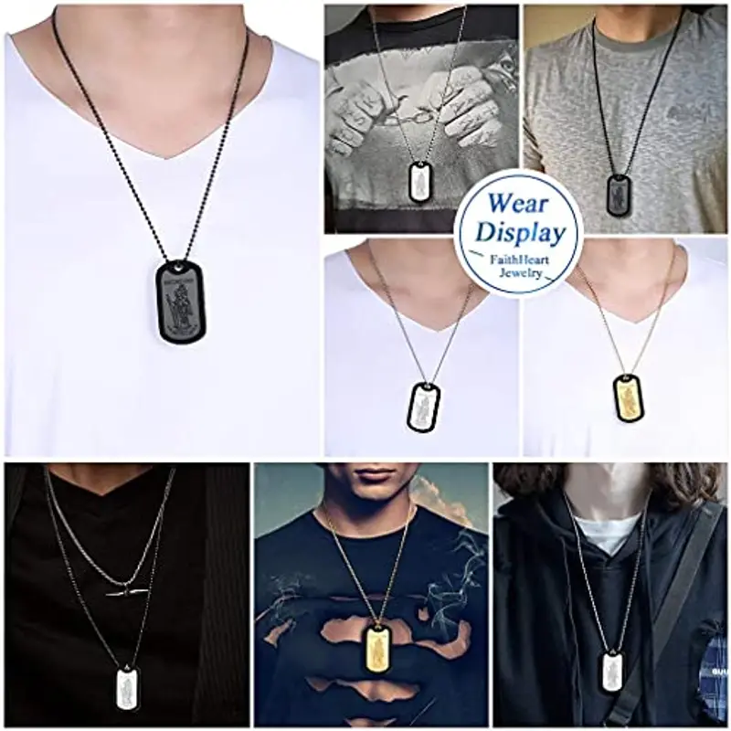 FaithHeart Collana da uomo in acciaio inossidabile con San Cristoforo/San Paolo/Sant'Antonio/San Tommaso/San miniatura 2