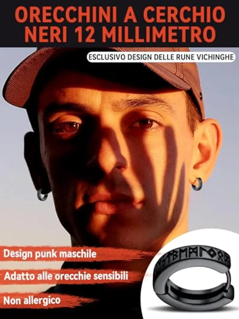 FaithHeart Orecchini Uomo Nero 1199236 miniatura 2