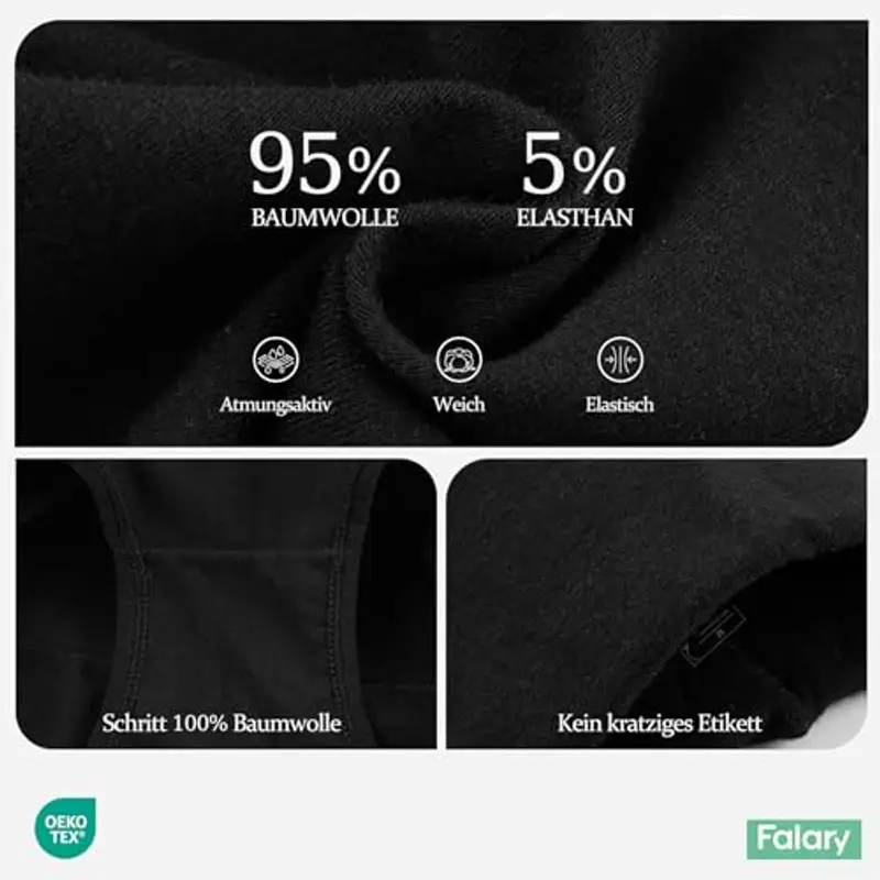 FALARY Mutande Vita Alta Donna in Cotone, Pacco da 5 miniatura 3