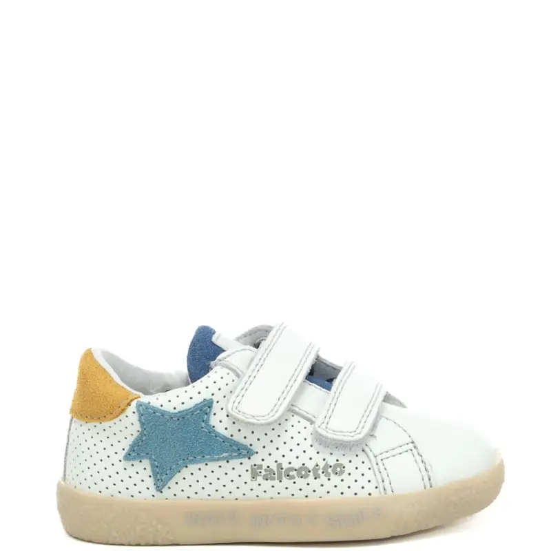 naturino sneakers da bambino con inserti in suede a contrasto colore bianco zucca