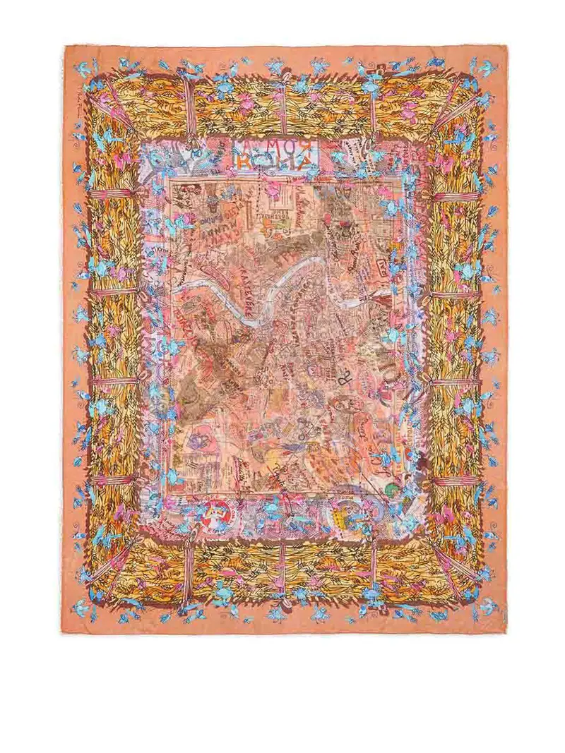 Nuova Sciarpa Roma Con Stampa Multicolore