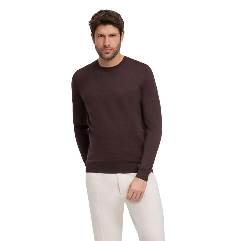 Casual Wool Uomo Pullover Marrone