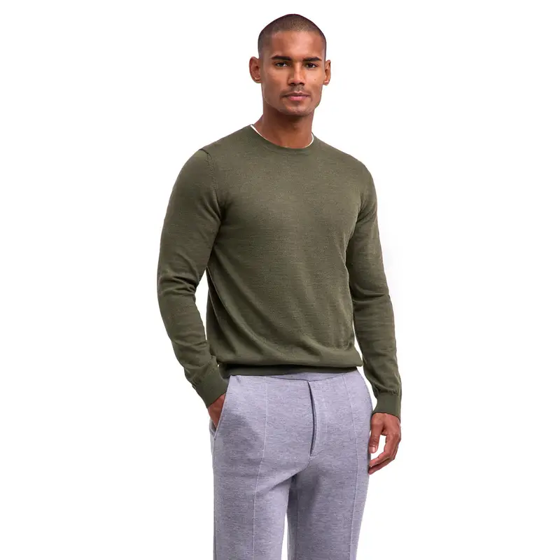 Casual Wool Uomo Pullover Verde