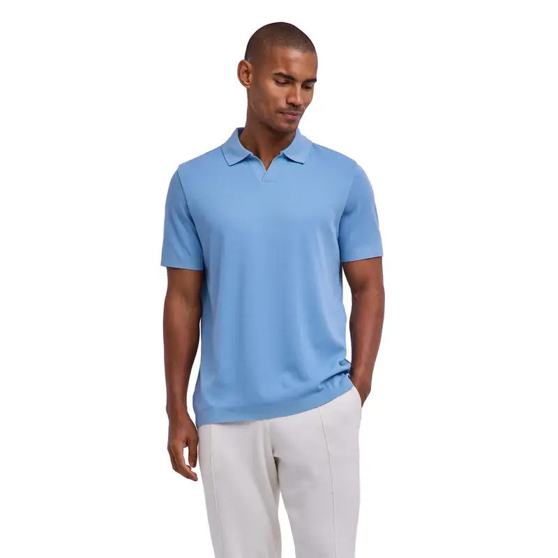 Cotton Jersey Uomo Polo shirt Blu