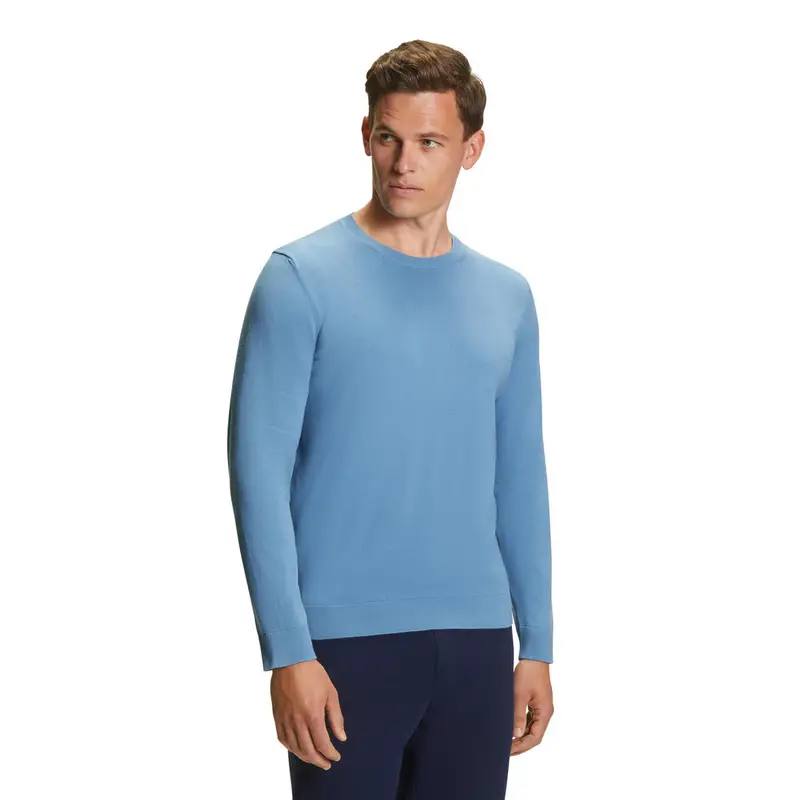 Cotton Knit Uomo Pullover Blu
