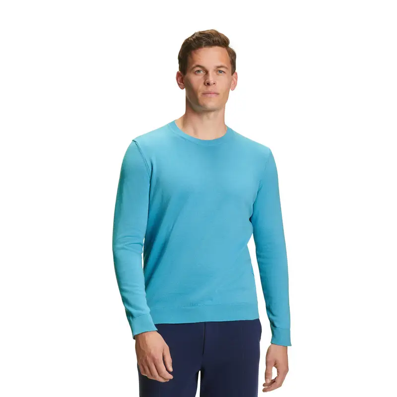 Cotton Knit Uomo Pullover Blu