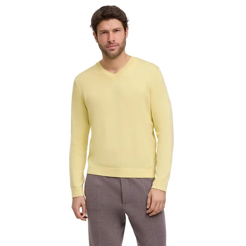 Cotton Knit Uomo Pullover Giallo