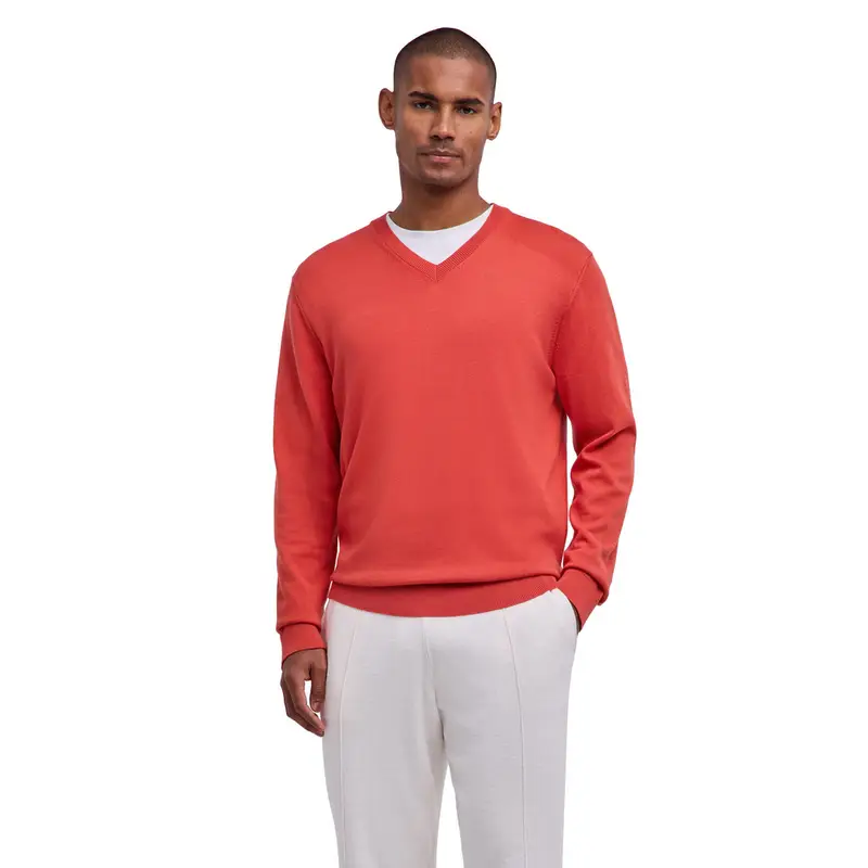 Cotton Knit Uomo Pullover Rosso